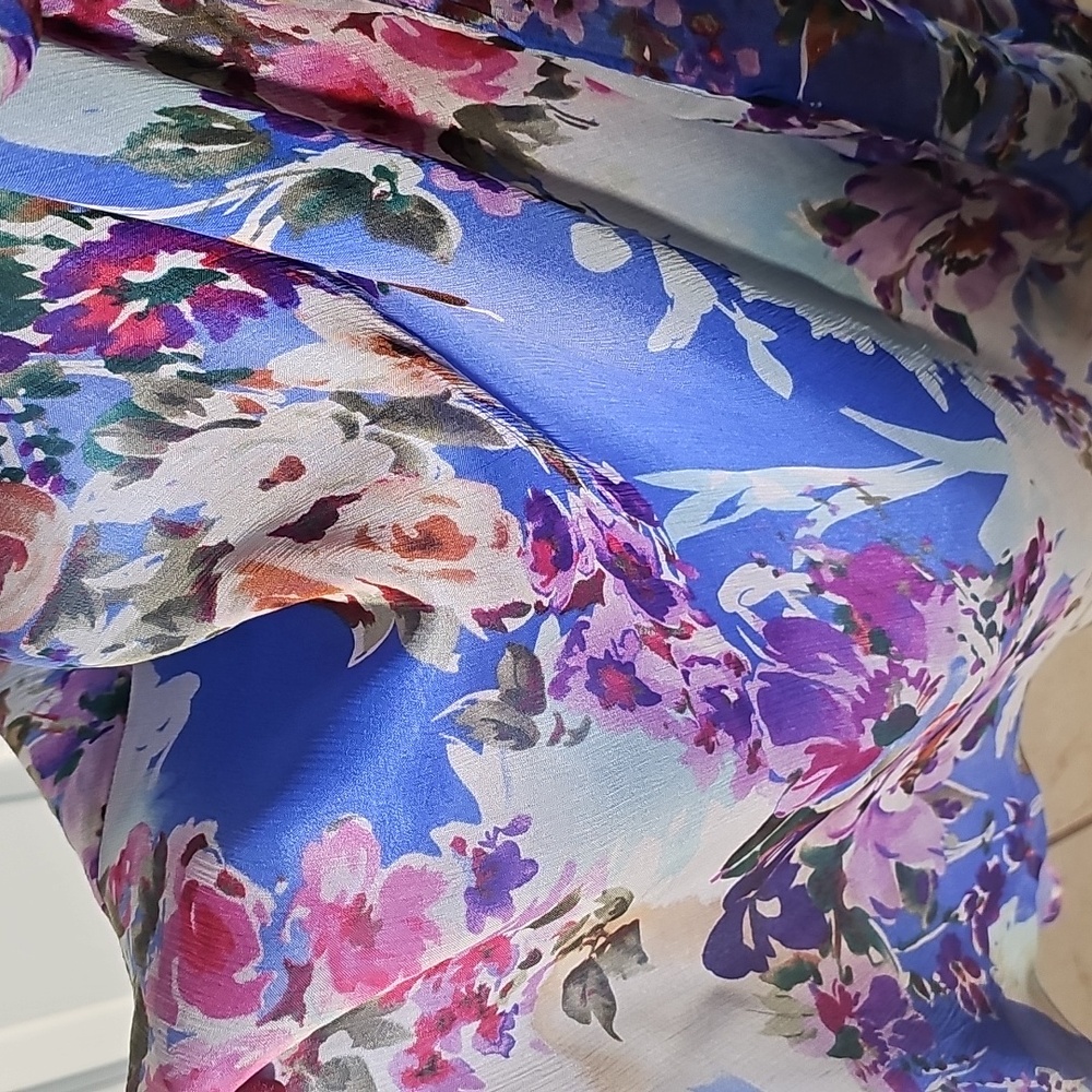 Lauren Ralph Lauren Wrap FlorL Dress In Si,e 8.blue/pink. - Picture 3 of 8